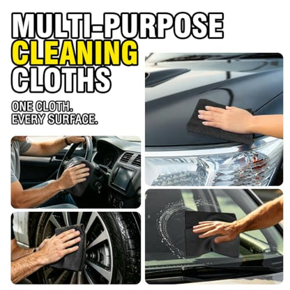 Shop Towels, 100 Pack 11.5"x 11.5" Microfiber Cleaning Cloth - color: Black