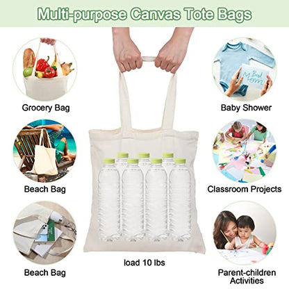 Roowest 60 Pack Canvas Tote Bags Bulk, 16" x 15", Natural Color - color: Natural Color