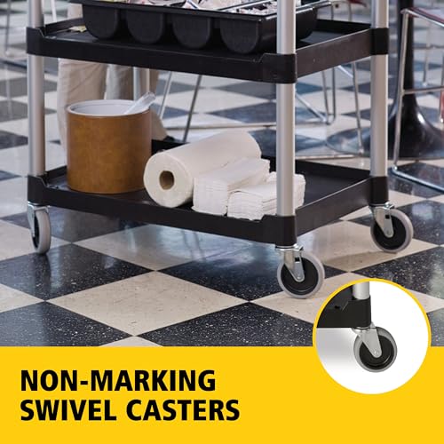 Rubbermaid Commercial Products Heavy Duty 3-Shelf Rolling Service/Utility/Push Cart, 200 lbs. Capacity, Black, for Foodservice/Restaurant/Cleaning/Warehouse/Garage - color: Black