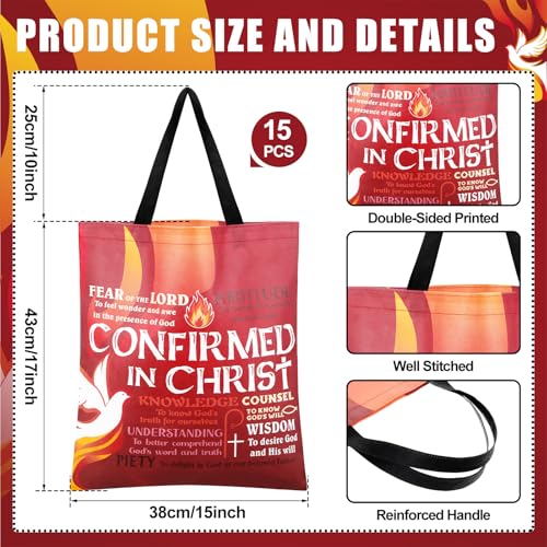 Hosuly 15 Pcs Holy Spirit Confirmation Tote Bags Catholic Gift Bags - style: Holy Spirit
