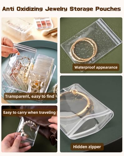 100Pcs Anti Tarnish Jewelry Bags Clear Pvc Jewelry Storage Pouches with Zipper Plastic Packing for Earrings (Clear Pvc Ring Bag 1.58x2.37 in) - color: 100Pcs Clear Pvc Ring Bag 1.58x2.37 in