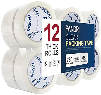 PANDRI 12 Pack Heavy Duty Packing Tape, 1.88" x 65yd Per Roll, Total 780yd - size: 1.88 Inch 12 Rolls