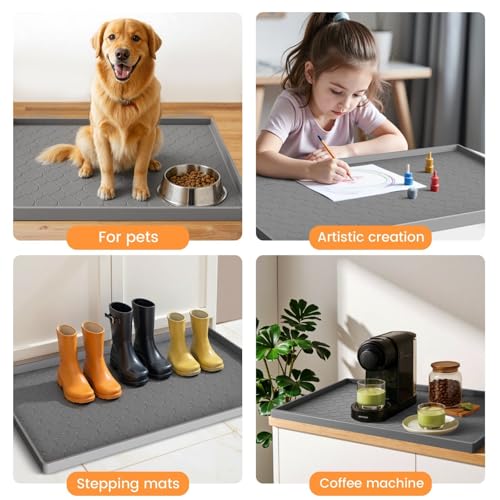 Jin&Bao Under Sink Mat 22" x 19" Waterproof Silicone Cabinet Kitchen Liner - color: Dark Gray, size: 19"w x 22"l
