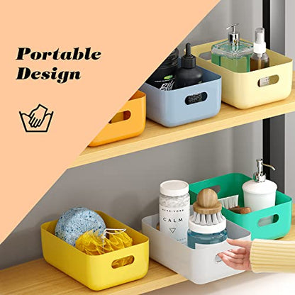 OWill 12 PCS Plastic Storage Bins and Baskets for Efficient Home Classroom Organization Small Containers in Multicolour for Kitchen, Cupboard box, and Bathroom Organizer on Shelves and Tubs - size: 12Pcs Small