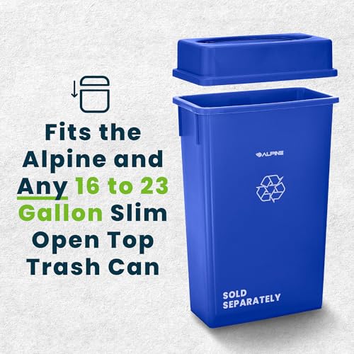 Alpine Industries Slim Trash Can Lid - Compact Garbage Bin Cover - Durable Slender Varied Plastic Top Minimize Odors and Keep Litter Inside and Unseen - Drop Shot Lid - Blue - color: Blue