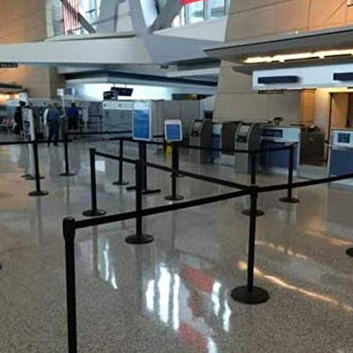 Stanchions, 36-Inch Height, 6.5-Foot Retractable Belt, Crowd Control Barriers, Fence, Safety Rope - Set of 2, Black
