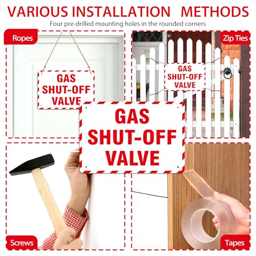 Gas Shut Off Valve Sign, 9.8X6.7IN Notice Gas Shut Off Warning Sticker - color: Gas Shut Off Valve 507