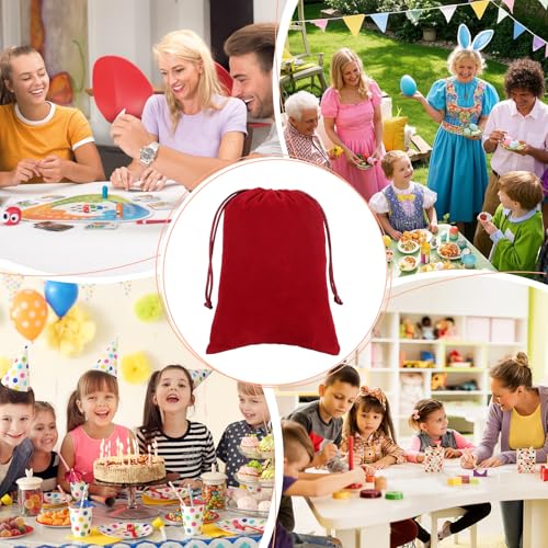 Tapleap 12Pcs Small Drawstring Gift Bags, 5x7” Red Velvet Pouch - color: Red, size: 5x7in
