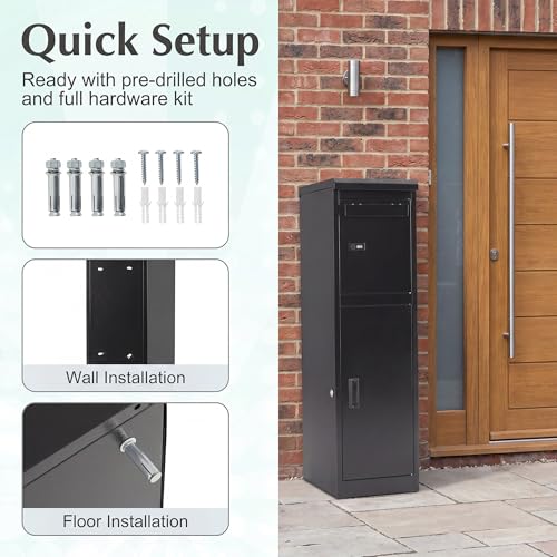 COSTWAY 44" Heavy-Duty Galvanized Steel Parcel Drop Box - size: 13" x 17" x 44"