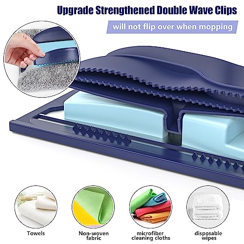 Microfiber Mops for Floor Cleaning: Flat Hardwood Floor Mop 4 Washable Pads - color: Blue