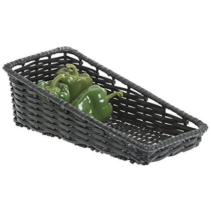 HUBERT Wicker Storage Baskets Black Plastic - 7 1/2"L x 16"D x 1 1/2" to 5"H - color: Black, size: 7.5"Lx16"Dx 1.5-5"H