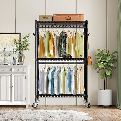 VIPEK R2 Clothes Rack for Hanging Clothes Rolling Clothing Rack Heavy Duty - color: Black, size: R2