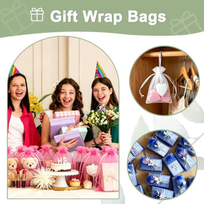 Kelfuoya 50Pcs Organza Drawstring Pouches, Pink 5"×7" Sheer Gift Bags - color: Pink-5"x7"
