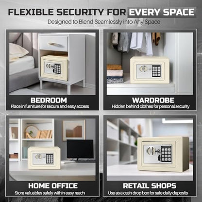 Flexzion Small Drop Safe Box with Digital Keypad, 12 x 8 x 8 in, White - color: White, size: Small (0.44 Cubic Feet)