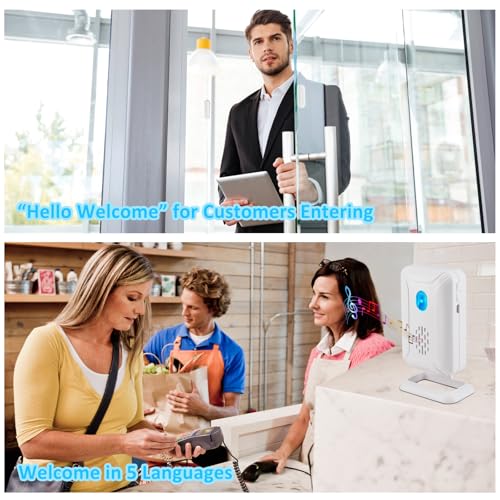 GreenCycle Door Sensor Chime When Door Opens, Entry Alert Chime - color: 3 receivers + 2 chimes