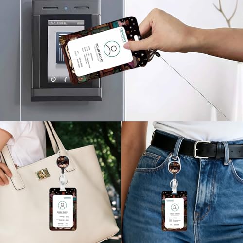 Vertical ID Badge Holder with Detachable Lanyard - Smiling Cat - color: Smiling Cat