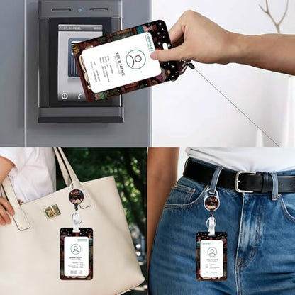 Vertical ID Badge Holder with Detachable Lanyard - Smiling Cat - color: Smiling Cat