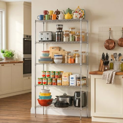 FDW | 5-Tier Wire Shelf | 36" x 14" x 72" | Chrome - color: Chrome, size: 36×14×72
