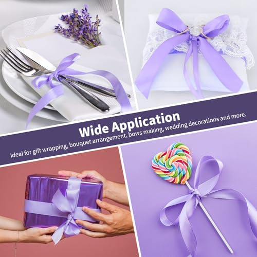 Mauproy Lavender Purple Satin Ribbon, 1-1/2 Inch, 50 Yards - color: Lavender
