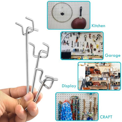 Pegboard Hooks Accessories 30pcs 4inch Metal Peg Board Tool Hangers(Silver) - color: Silver, size: 4 Inch