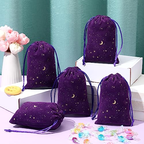 Hillban 30 Pcs 4 x 6, Purple Velvet Bag with Drawstring for Jewelry - color: Purple, size: 4 x 6 "