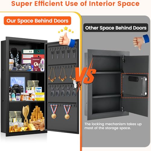 25.6" Tall Wall Safe Between 16" Studs | 33% Larger Capacity | In Wall Safe - color: Black, size: 25.6" Tall