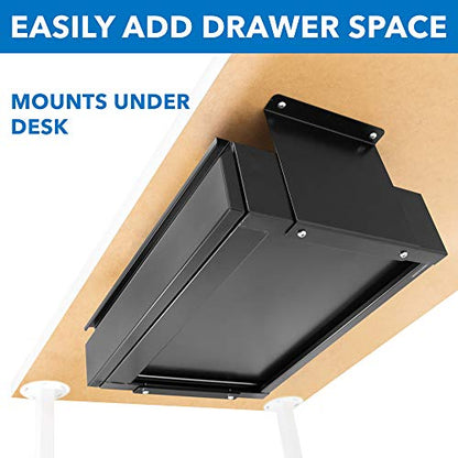 Mount-It! Under Desk Pull-Out Drawer with Shelf, Steel, 20.2 in, 11 lb Cap - size: Tall