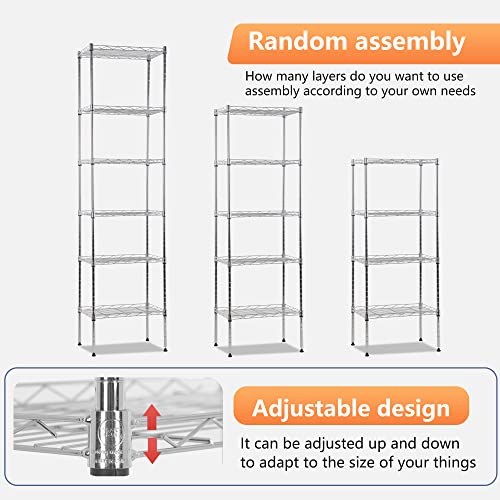 FDW | 6-Tier Wire Shelf | 17" x 12" x 64" | Chrome - color: Chrome, size: 17×12×64