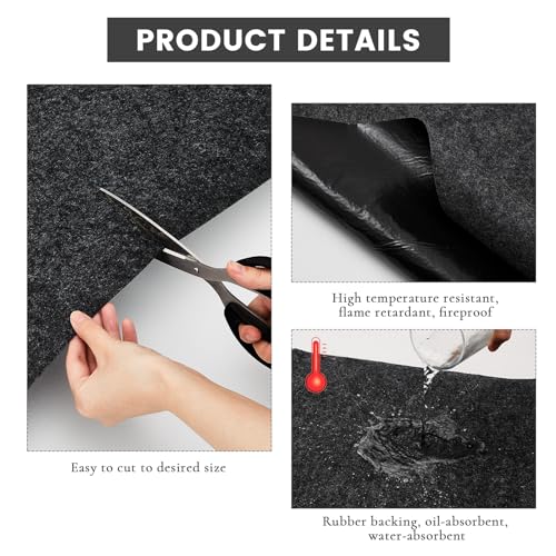 2 Pcs 29 x 36 Inch Oil Spill Absorbent Garage Mat, Black