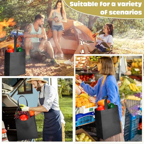 Windyun 50 Pcs Reusable Tote Bag Bulk 8 x 4 x 10 Inch, Black - color: Black