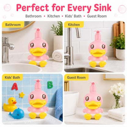Pink Duck Cute Soap Dispenser for Kids Gift - color: Pink