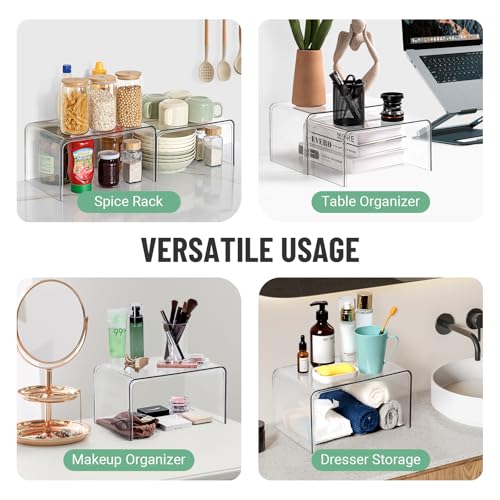 Bobomoment Clear Cabinet Organizer, Stackable Shelf Organizer Set of 2