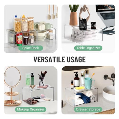 Bobomoment Clear Cabinet Organizer, Stackable Shelf Organizer Set of 2