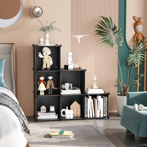 C&AHOME 6-Cube Storage Organizer Cube Shelf Closet Storage Bookcase, Black - color: Black