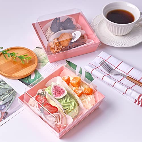 Ocmoiy Charcuterie Boxes with Clear Lids, 5 Inches, 50 Pack, Pink - color: Pink