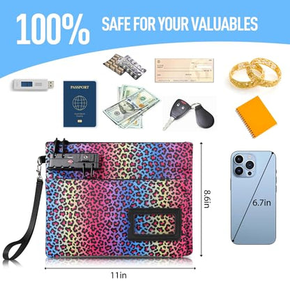 KOSMCCO Lockable Money Bag, Neon Leopard, 11x8.6 Inch - color: Neon Leopard