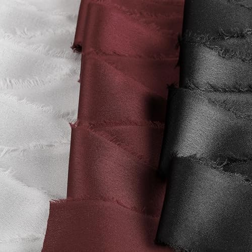Silk Satin Ribbon 1-1/2 Inch x 30 Yards Gray & Black & Burgundy - color: Gray& Black& Burgundy