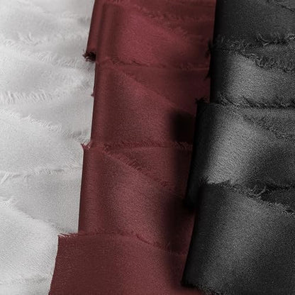 Silk Satin Ribbon 1-1/2 Inch x 30 Yards Gray & Black & Burgundy - color: Gray& Black& Burgundy