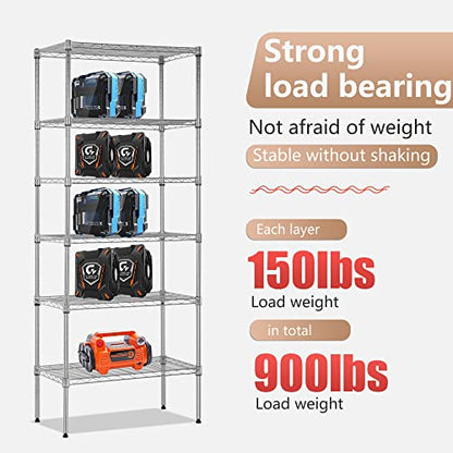 FDW | 6-Tier Wire Shelf | 23" x 13" x 59" | Chrome - color: Chrome, size: 23×13×59