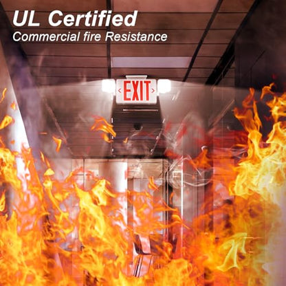 Red LED Combo Exit Sign Emergency Light 1-Pack, UL Listed Battery Backup