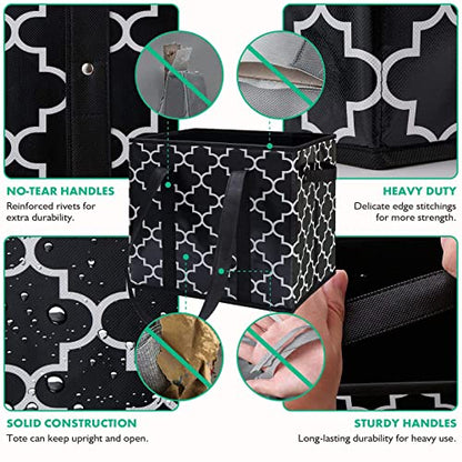 Reusable Grocery Bags 4-Pack Foldable Washable Large Storage Basket, Black - color: Black, size: 4 Pack