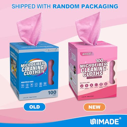 UNIMADE Microfiber Cleaning Cloth, 100 Sheets Microfiber Towels for Cars - color: Pink