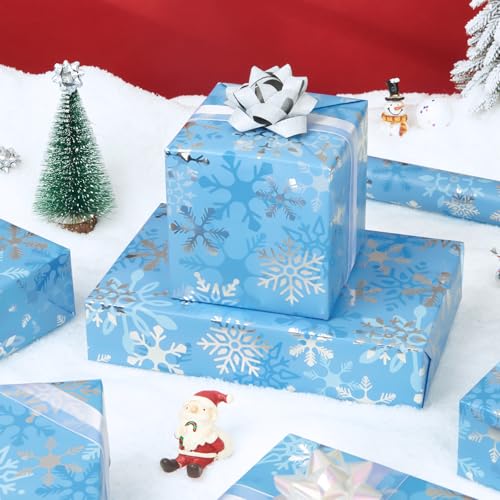 WERNNSAI Christmas Wrapping Paper 17 In x 33 Ft Snowflake Gift Wrap Roll - color: Snowflake-Metallic Foil