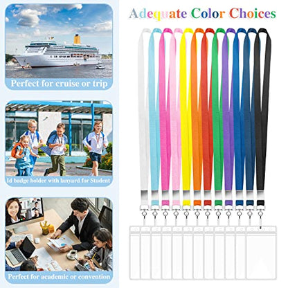 48 Pack Cruise Lanyards with Waterproof Badge Holders, 12 Colors - size: 48 Pack