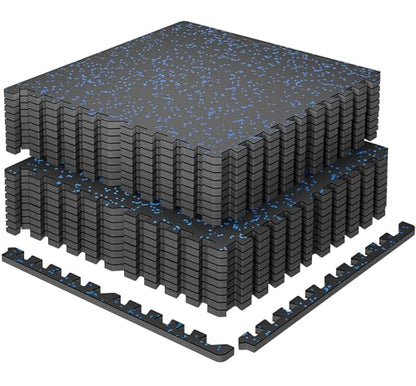 SUPERJARE 0.79'' Extra-Thick 18 Pcs 72 Sq Ft Exercise Equipment Mats - color: Black/Blue, size: 18 Tiles (72 Sq Ft)