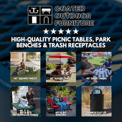 COATEDOUTDOORFURNITURE 32-Gal Trash Can, Burgundy, Flat Top Lid - color: Burgundy, size: Flat Top - Expanded Metal