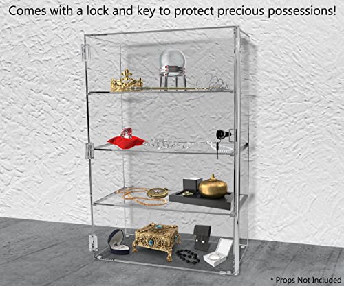 Marketing Holders Locking Display Cabinet with Keys Clear Acrylic 15.5" x 8.5" x 24" Countertop Retail Merchandise Locker No Assembly - size: 15.5"W x 8.5"D x 24"H