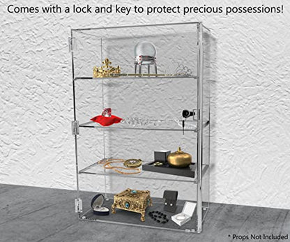 Marketing Holders Locking Display Cabinet with Keys Clear Acrylic 15.5" x 8.5" x 24" Countertop Retail Merchandise Locker No Assembly - size: 15.5"W x 8.5"D x 24"H