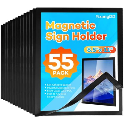 YixangDD 55 Pack Magnetic Sign Holder 8.5 x 11, Magnetic Paper Holder - size: 8.5"x11" 55 Pack