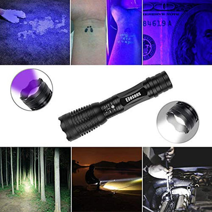 COSOOS 2 Pack UV Flashlight Blacklight, 2 in 1 LED Tactical Flashlight & 395nm Black Light Pet Urine Detector for Dog/Cat Urine, Dry Stains, Bed Bugs, Scorpions